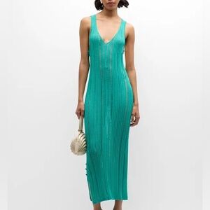 CULT GAIA Esha Elsha semi sheer Green Ribbed Knit Dress SIZE small NWT